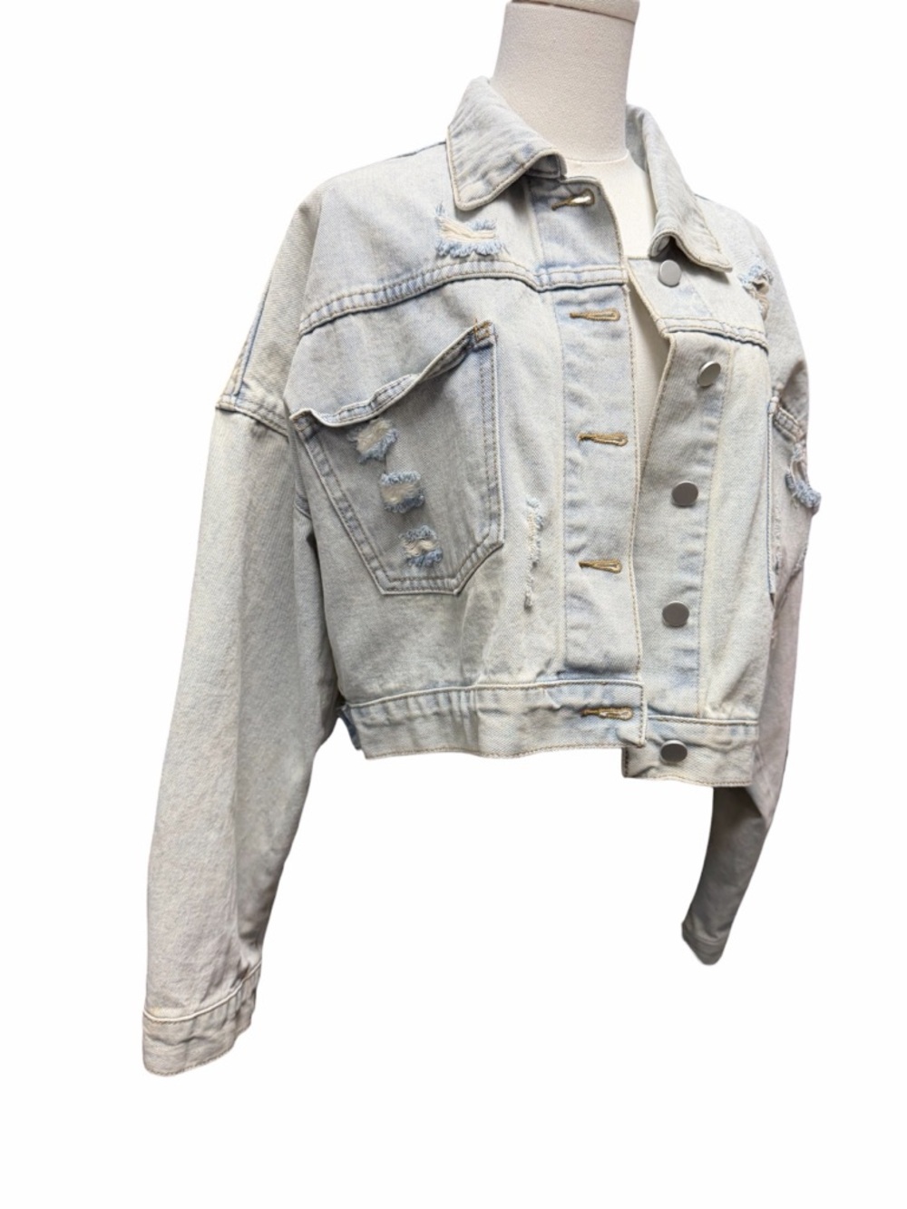Blue B Rhinestone Fringe Denim Jacket - Picture 2 of 13
